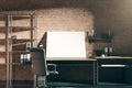 Hipster workplace with blank whiteboard Royalty Free Stock Photo