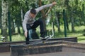 Young boy skater in the park Royalty Free Stock Photo