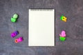 Hipster youth cool mockup blank notebook with toy cactuses and w