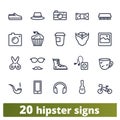 Hipster, Youth Fashion And Lifestyle Icons Set