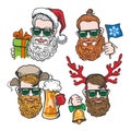 Hipsters heads with Christmas Accessories