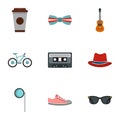 Hipsters icons set, flat style