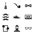 Hipsters icons set, simple style