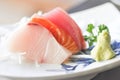 Hirame sashimi,salmon sashimi and tuna sashimi Royalty Free Stock Photo