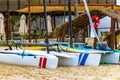 Hire canoes sailboats and pedal boats in Caribbean Mexico Royalty Free Stock Photo