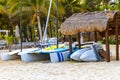 Hire canoes sailboats and pedal boats in Caribbean Mexico Royalty Free Stock Photo