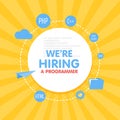 We hire a programmer. Megaphone concept vector illustration. Banner template, ads, search for employees, hiring