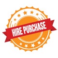 HIRE PURCHASE text on red orange ribbon stamp