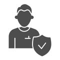 Hired employee or candidate solid icon. Approved person and verified emblem symbol, glyph style pictogram on white