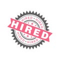 Hired Letter Rubber Stamp Template Design Royalty Free Stock Photo