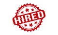 Hired Rubber Stamp. Red Hired Rubber Grunge Stamp Seal Vector Illustration Royalty Free Stock Photo