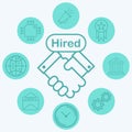 Hired vector icon sign symbol Royalty Free Stock Photo