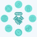 Hired vector icon sign symbol Royalty Free Stock Photo