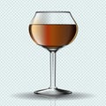 Glass of cognac on transparent background