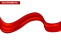 Realistic red ribbon in wavy position Royalty Free Stock Photo
