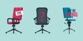 We`re hiring with office chair and a sign vacant. Business recruiting design concept. Vector illustration Royalty Free Stock Photo