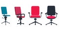 Set of Office chair or desk chair in various points of view. Armchair or stool in front, side angles. Furniture for Interior in fl Royalty Free Stock Photo