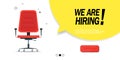 We are hiring, banner concept, vacant position. Empty office chair as a sign of free vacancy isolated on a white background. Send Royalty Free Stock Photo