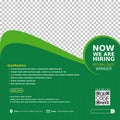 We are hiring banner, poster, background template on green colo