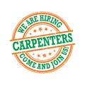 We are hiring carpenters. Come and join us! Printable label