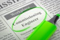 We are Hiring Commissioning Engineer. 3D. Royalty Free Stock Photo
