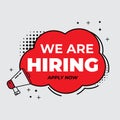 We Are Hiring emblem. Business hiring and recruiting employee for empty position, Job Vacancy Concept, illustration for banner and Royalty Free Stock Photo