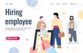 Hiring employee website page with job candidates flat vector illustration.