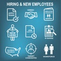 Hiring and Employees icons - job related images showing hiring