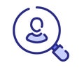 Hiring find user single isolated icon with dash or dashed line style