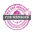 We are hiring FOH front of the house manager - purple printable lable