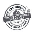 We are hiring front of the house manager - dark gray printable lable