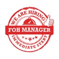 We are hiring Front of the House manager - immediate start