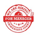 We are hiring front of the house manager - printable job offer stamp