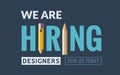Hiring graphic designer vacancy poster. Hiring job graphic designer wanted creative vector illustration banner design