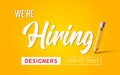 Hiring graphic designer vacancy poster. Hiring job graphic designer wanted creative vector illustration banner design