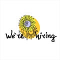 We are hiring. Hand drawn recruitment banner. Concept of both search for the best employees and pursuit of success