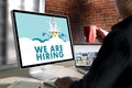 WE ARE HIRING Human Resources Interview professionals working fine Recruitment Job Royalty Free Stock Photo