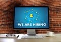 WE ARE HIRING Human Resources Interview professionals working fine Recruitment Job Royalty Free Stock Photo