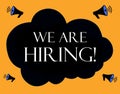 We are hiring illustration with cloud and megaphones