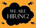We are hiring illustration with cloud and megaphones Royalty Free Stock Photo