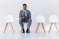 We are hiring, interview and business man worker waiting for a company management meeting. Portrait of a businessman