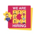 We are hiring concept. People avatars  in puzzles Royalty Free Stock Photo
