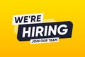 We are Hiring, join our team speech bubbles banner vector design template Royalty Free Stock Photo