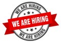 we are hiring label sign. round stamp. band. ribbon