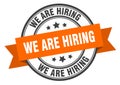 We are hiring label sign. round stamp. band. ribbon