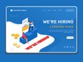 We are hiring landing page website illustration template with isometric people