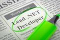 We are Hiring Lead .NET Developer. 3d.