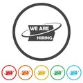 We are hiring logo. Set icons in color circle buttons Royalty Free Stock Photo