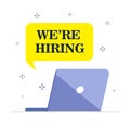 We are hiring message with laptop for social post