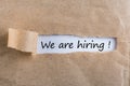 We are hiring - message in uncover letter. Job offer Royalty Free Stock Photo